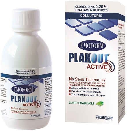 EMOFORM PLAK OUT ACTIVE CLOREXIDINA 0,20% COLLUTORIO 200 ML POLIFARMA BENESSERE Srl