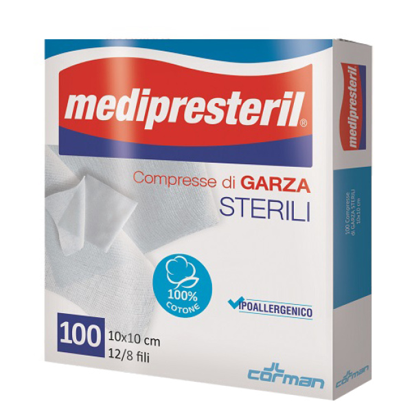 GARZA COMPRESSA MEDIPRESTERIL 12/8 FU 10X10CM 100 PEZZI CORMAN SpA