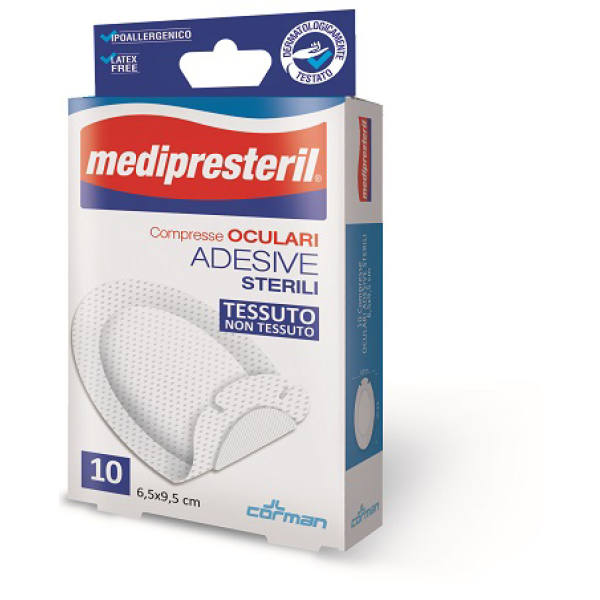 GARZA COMPRESSA OCULARE MEDIPRESTERIL ADESIVA TNT 6,5X9,5CM 10 PEZZI CORMAN SpA