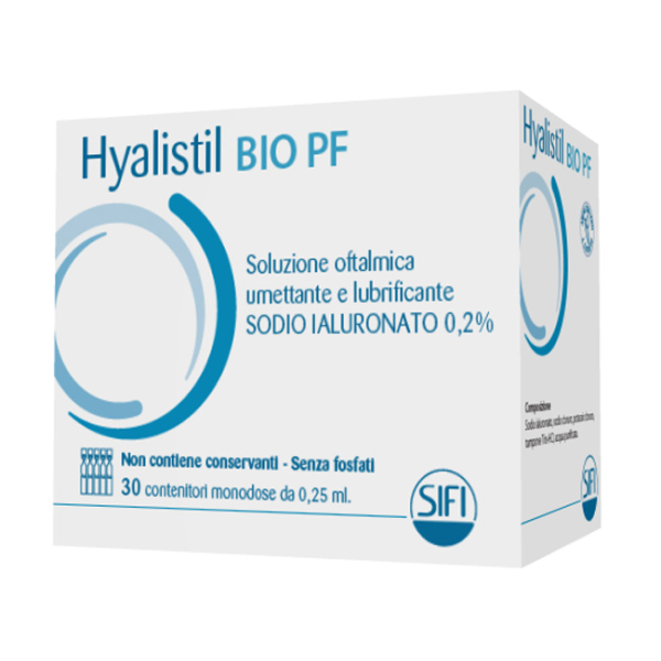 HYALISTIL BIO PF SOLUZIONE OFTALMICA PHOSPHATE FREE MONODOSE A BASE DI ACIDO IALURONICO 0,2% 30 FLACONCINI 0,25 ML SIFI SpA