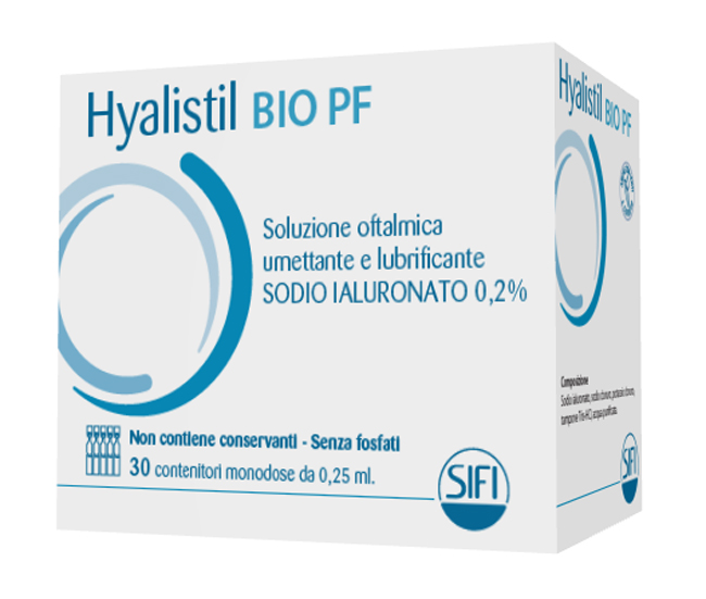 HYALISTIL BIO PF SOLUZIONE OFTALMICA PHOSPHATE FREE MONODOSE A BASE DI ACIDO IALURONICO 0,2% 30 FLACONCINI 0,25 ML SIFI SpA