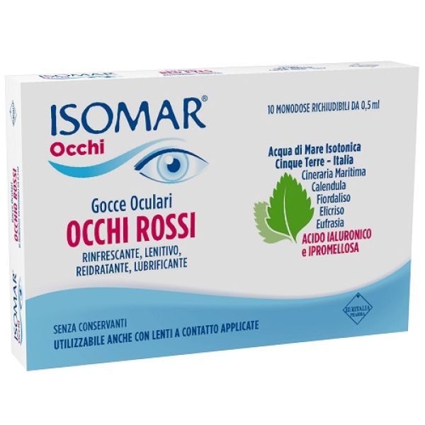 ISOMAR OCCHI ROSSI GOCCE OCULARI ACIDO IALURONICO 0,20% 10 FLACONCINI EURITALIA PHARMA (div.COSWELL)