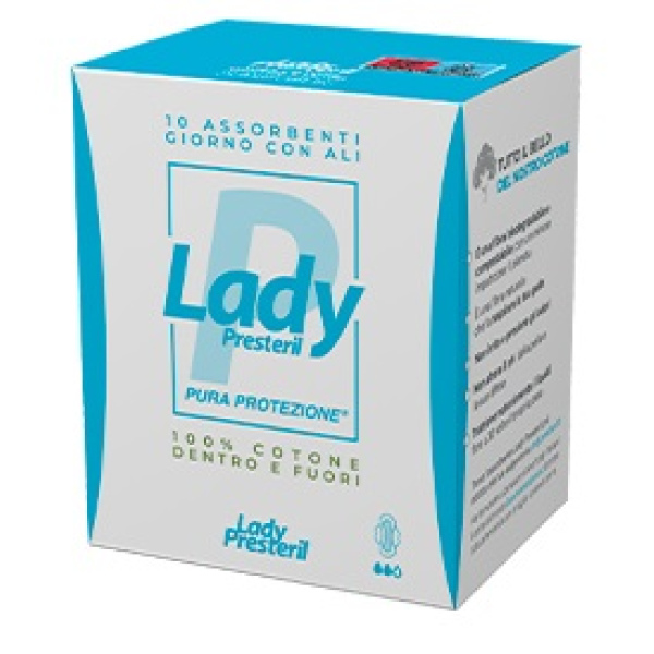 LADY PRESTERIL ASSORBENTI GIORNO CON ALI RIPIEGATI BIODEGRADABILI 10 PEZZI CORMAN SpA