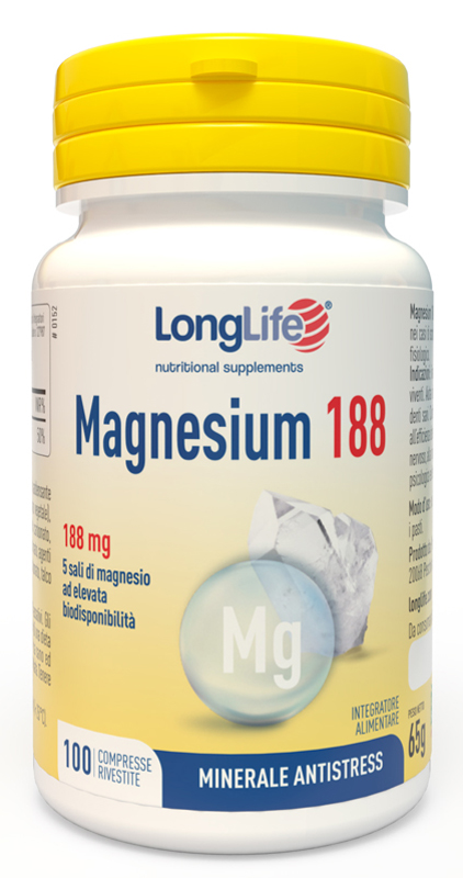 MAGNESIUM 188 100 COMPRESSE RIVESTITE DA 6,5 G LONGLIFE Srl