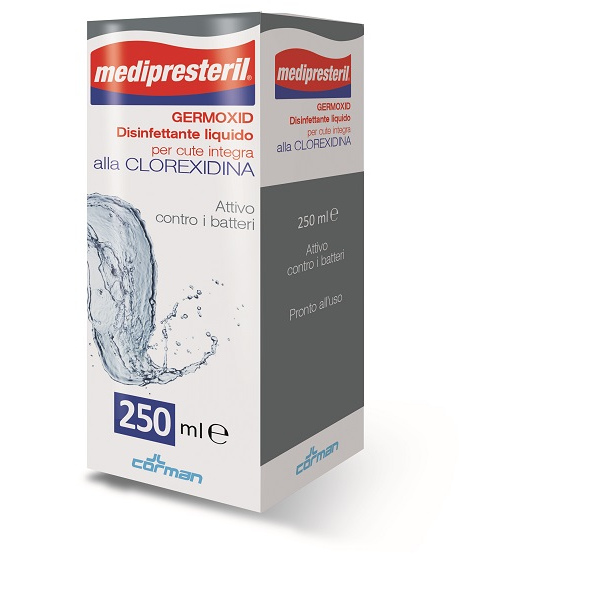 MEDIPRESTERIL GERMOXID DISINFETTANTE LIQUIDO CUTE INTEGRA ALLA CLOREXIDINA 250 ML CORMAN SpA