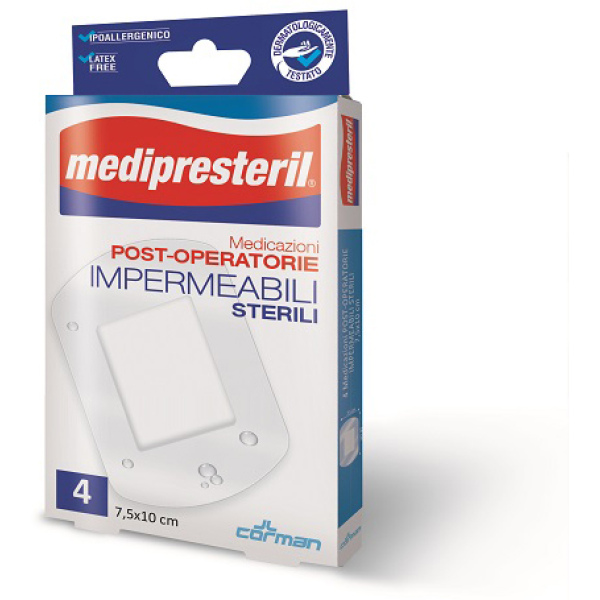 MEDICAZIONE POST OPERATORIA MEDIPRESTERIL IMPERMEABILE 7,5X10CM 4 PEZZI CORMAN SpA