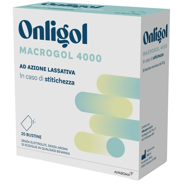 ONLIGOL MACROGOL 4000 20 BUSTINE 10 G SENZA ZUCCHERO ALFASIGMA SpA