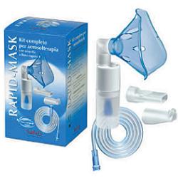 KIT COMPLETO PRONTEX RAPID MASK PER AEROSOLTERAPIA CON AMPOLLA PLASTICA +MASCHERA PER ADULTI +TUBO PRESSIONE +ACCESSORIO NASALE +BOCCHERUOLA SAFETY SpA