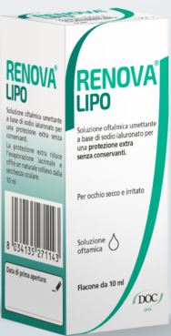 RENOVA COLLIRIO SOSTITUTO LACRIMALE A BASE DI ACIDO IALURONICO 0,4% E LIPIDI FLACONE DA 10 ML SENZA CONSERVANTI DOC GENERICI Srl