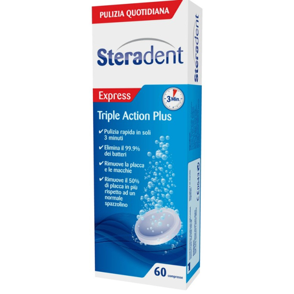 STERADENT TRIPLE ACTION PLUS 60 COMPRESSE PULENTI RECKITT BENCKISER H.(IT.) SpA