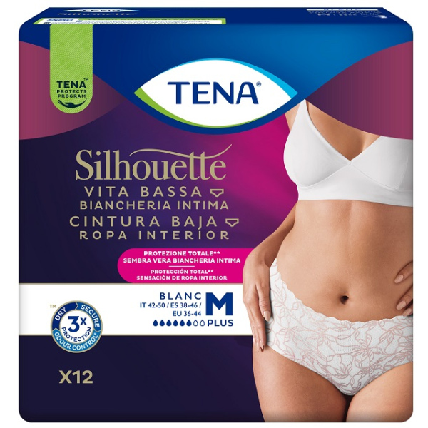 PANNOLONE A MUTANDINA ASSORBENTE TENA SILHOUETTE PLUS WHITE MEDIUM 12 PEZZI ESSITY ITALY SpA