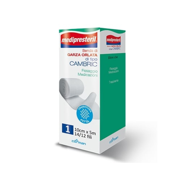 BENDA ORLATA MEDIPRESTERIL CAMBRIC M5X10CM 14/12 FILI CORMAN SpA