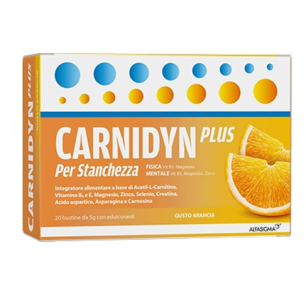 CARNIDYN PLUS 20 BUSTINE DA 5 G GUSTO ARANCIA ALFASIGMA SpA
