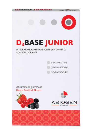 D3BASE JUNIOR 30 CARAMELLE GOMMOSE FRUTTI DI BOSCO ABIOGEN PHARMA SpA