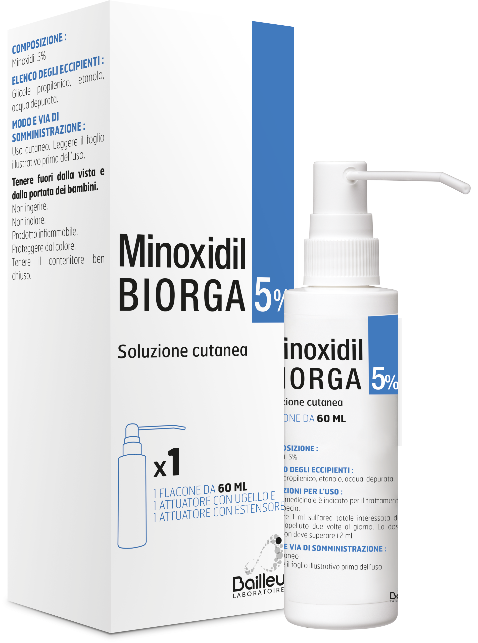 MINOXIDIL BIORGA*SOL CUT60ML5% LABORATOIRES BAILLEUL S.A.