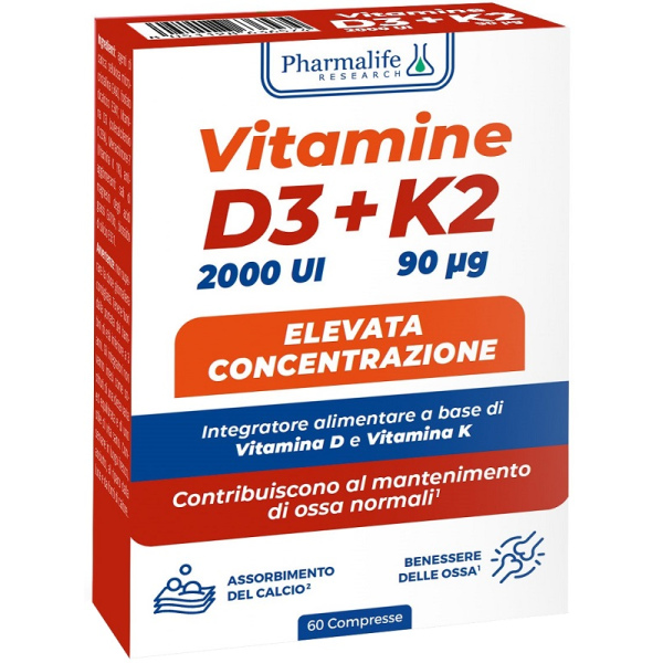 VITAMINE D3+K2 60 COMPRESSE PHARMALIFE RESEARCH Srl