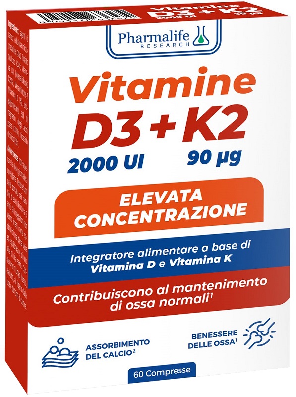 VITAMINE D3+K2 60 COMPRESSE PHARMALIFE RESEARCH Srl