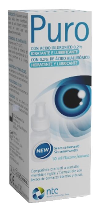 SOLUZIONE STERILE PER USO OFTALMICO PURO IDRATANTE E LUBRIFICANTE 0,2% ACIDO IALURONICO SENZA CONSERVANTI 10 ML NTC Srl