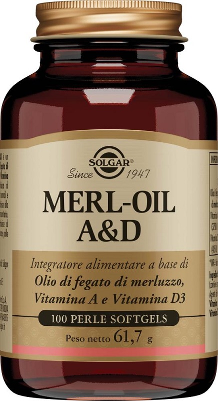 MERL OIL A&D 100 PERLE SOFTGEL SOLGAR IT. MULTINUTRIENT SpA