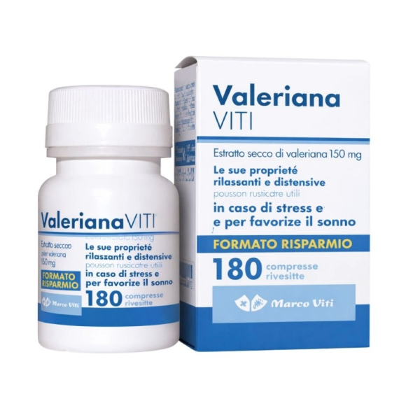VALERIANA 180 COMPRESSE RIVESTITE DA 312 MG SENZA GLUTINE SENZA LATTOSIO MARCO VITI FARMACEUTICI SpA