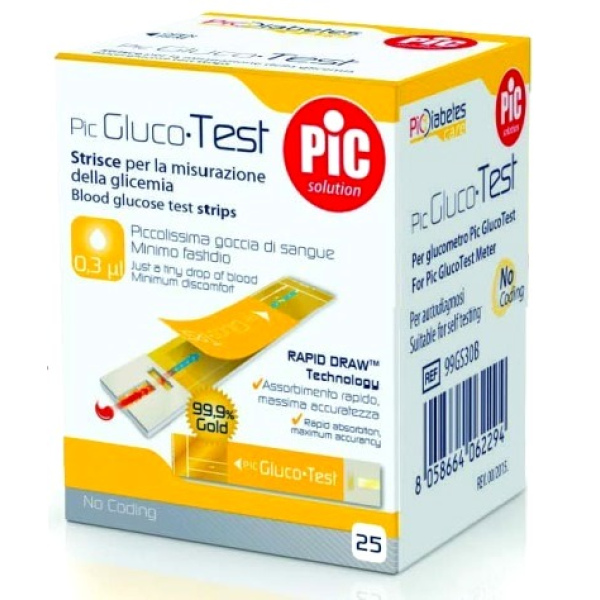 STRISCE MISURAZIONE GLICEMIA PIC GLUCOTEST 25 PEZZI THERAS CONSUMER HEALTH Srl
