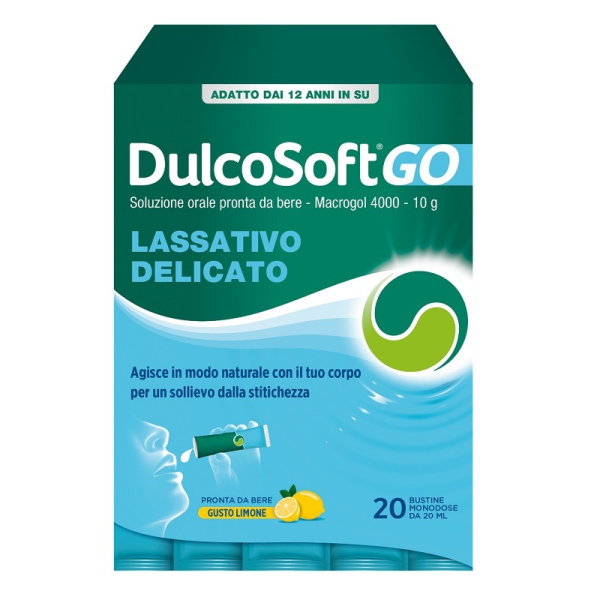DULCOSOFT GO SENZA ZUCCHERO SENZA GLUTINE SENZA LATTOSIO GUSTO LIMONE 20 BUSTINE DA 20 ML OPELLA HEALTHCARE ITALY Srl