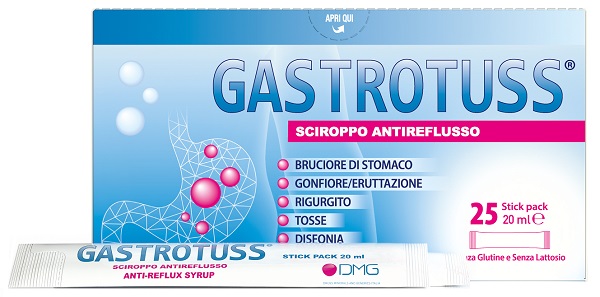 GASTROTUSS 25 STICK PACK DA 20 ML SCIROPPO ANTIREFLUSSO D.M.G. ITALIA Srl