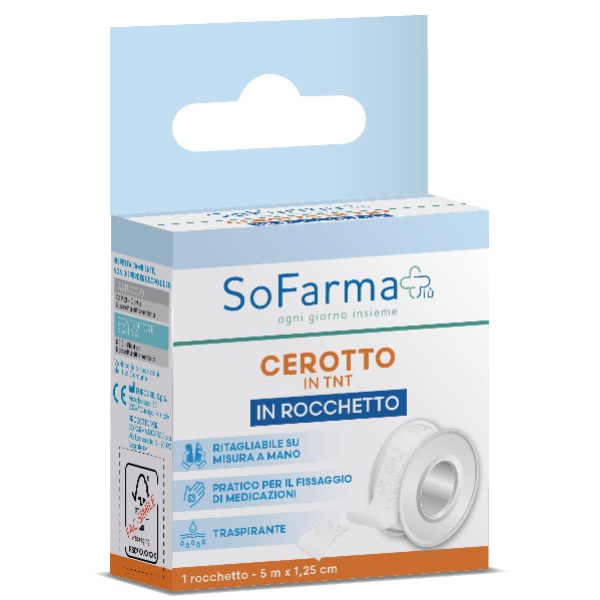 ROCCHETTO TESSUTO NON TESSUTO M 5X1,25 CM SOFARMAPIU' SO.FARMA.MORRA SpA