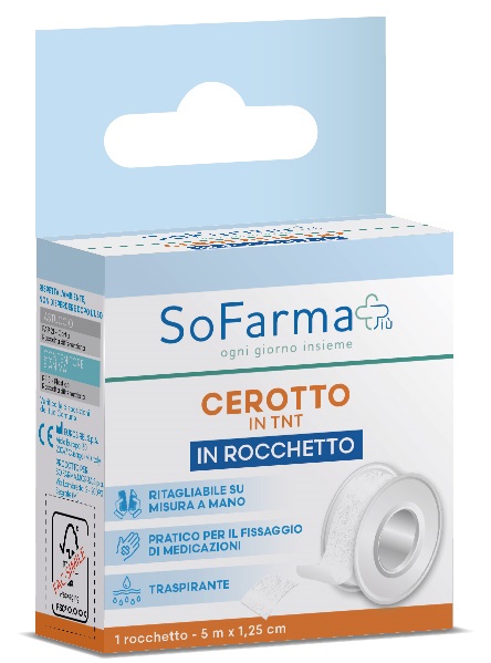 ROCCHETTO TESSUTO NON TESSUTO M 5X1,25 CM SOFARMAPIU' SO.FARMA.MORRA SpA