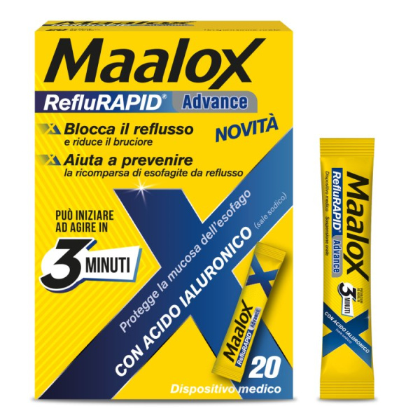 MAALOX REFLURAPID ADVANCE 20 BUSTINE DA 10 ML SENZA GLUTINE SENZA LATTOSIO OPELLA HEALTHCARE ITALY Srl