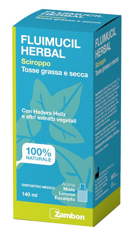 FLUIMUCIL HERBAL SCIROPPO TOSSE GRASSA E SECCA 140 ML AROMA MIELE LIMONE EUCALIPTO SENZA GLUTINE SENZA LATTOSIO ZAMBON ITALIA Srl