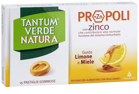 TANTUM VERDE NATURA 15 PASTIGLIE GOMMOSE LIMONE & MIELE ANGELINI PHARMA ITALIA SpA