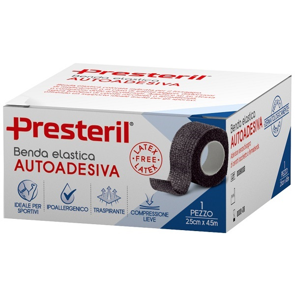 BENDA ELASTICA AUTOADESIVA LATEX FREE PRESTERIL CM 2,5X4,5 M TESI NERO CORMAN SpA
