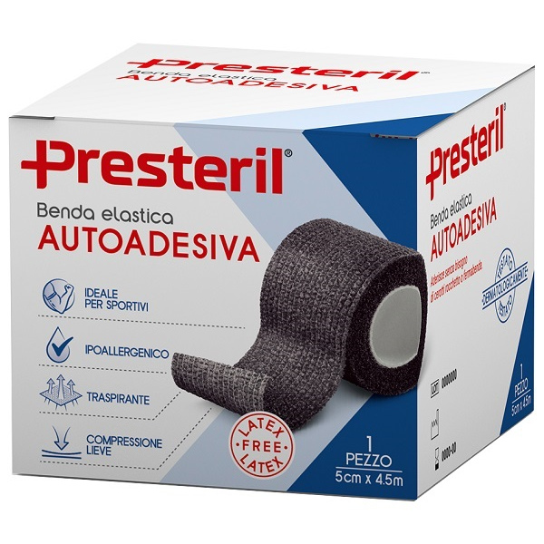 BENDA ELASTICA AUTOADESIVA LATEX FREE PRESTERIL CM 5X4,5 M TESI NERO CORMAN SpA