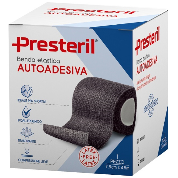 BENDA ELASTICA AUTOADESIVA LATEX FREE PRESTERIL CM 7,5X4,5 M TESI NERO CORMAN SpA
