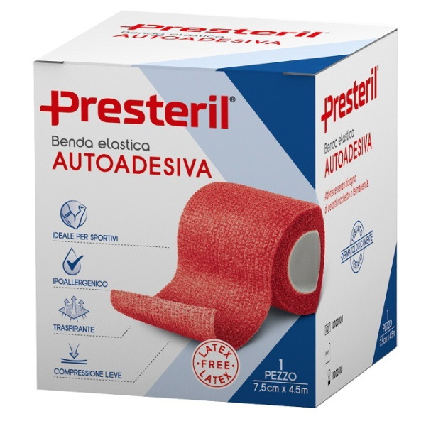 BENDA ELASTICA AUTOADESIVA LATEX FREE PRESTERIL CM 7,5X4,5 M TESI ROSSO CORMAN SpA